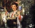 Junge Dame das japanisches Objekte James Jacques Joseph Tissot